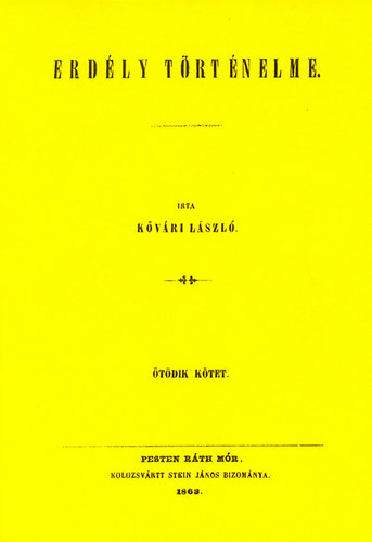 Kővári László: Erdély történelme V. könyv