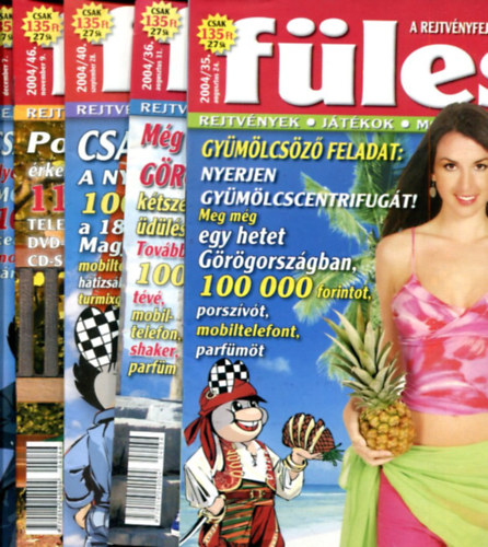 Dr. Erős Zoltán (szerk.): 5 db Füles újság 2004/35,36,40,46,50 antikvár