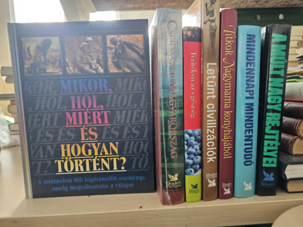 7db Reader's Digest album, KÖNYVMENTŐ AJÁNLAT: A múlt nagy rejtélyei+ Mindennapi mindentudó+ Titkok Nagymama konyhájából+ Letűnt civilizációk+ Terítéken az egészség+ Csodaszép Magyarország+ Mikor, hol, hogyan és miért történt? antikvár