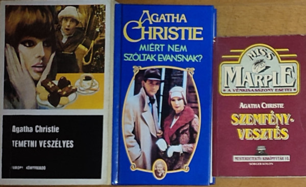 Agatha Christie: 3db Agatha Christie regény - Miss Marple-A vénkiszasszony esetei-Szemfényvesztés, Miért nem szóltak Evansnak?, Temetni veszélyes antikvár