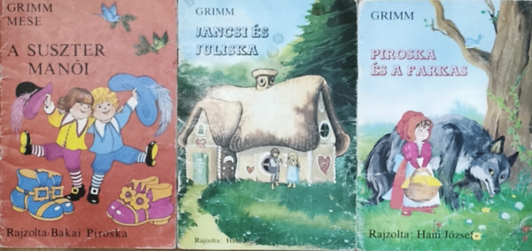 Brüder Grimm: 3db füzet Grimm mesékkel - Piroska és a farkas, A suszter manói, Jancsi és Juliska (rajzok: Haui József, Bakai Piroska) antikvár
