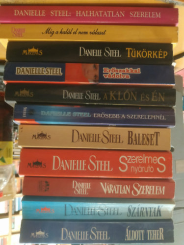 Danielle Steel: 11 db Danielle Steel: Halhatatlan szerelem; Míg a halál el nem választ; Tükörkép; Erőszakkal vádolva; A klón és én; Erősebb a szerelemnél; Baleset; Szerelmes nyárutó; Váratlan szerelem; Szárnyak; Áldott teher antikvár
