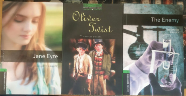 Charles Dickens, Charlotte Brontë, Desmond Bagley: 3 db Oxford Bookworms Library 6: Jane Eyre + Oliver Twist + The Enemy antikvár