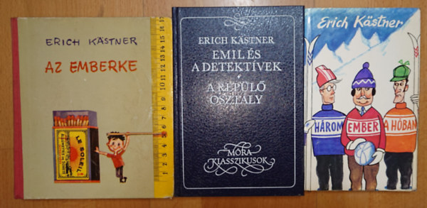 Erich Kästner: 3 könyv / 4 regény Erich Kästnertől: Az emberke, Emil és a detektívek / A repülő osztály, Három ember a hóban antikvár