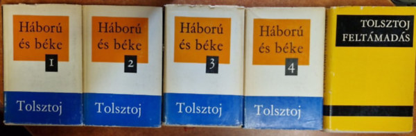 Lev Tolsztoj: 5db Tolsztoj könyv:Háború és béke I-IV. +Feltámadás antikvár