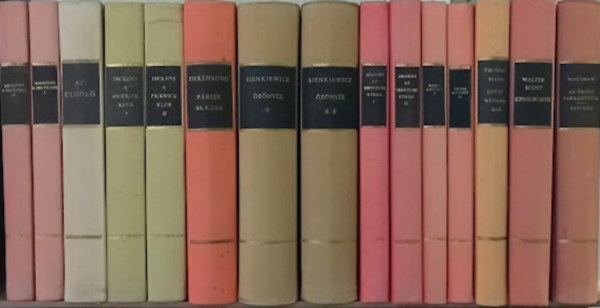 Alessandro Manzoni, Charles Dickens, Ilja Ehrenburg, Henryk Sienkiewicz, Louis Aragon, Robert Merle, Thomas Mann, Walter Scott, William Somerset Maugham: 10 db A Világirodalom Remekei sorozatból: A jegyesek I-II. / Az üldöző (Latin-amerikai kisregények) / A Pickwick-klub I-II. / Párizs bukása / Özönvíz I-II. / Az omnibusz utasai I-II. / A sziget I-II. / Kenilworth / Az ördög sarkantyúja - Színház antikvár
