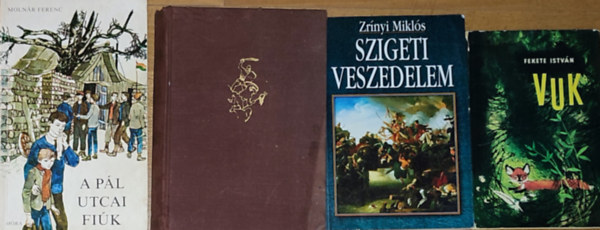 Fekete István, Zrínyi Miklós, Gárdonyi Géza, Molnár Ferenc: 4db kötelező olvasmány - Fekete István-Vuk, Zrínyi Miklós-Szigeti veszedelem, Gárdonyi Géza-Egri csillagok, Molnár Ferenc-A Pál utcai fiúk antikvár