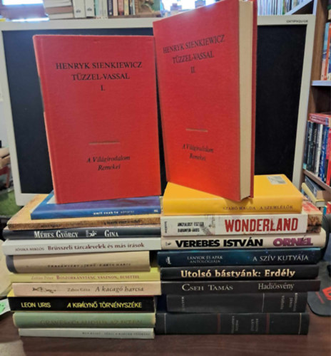 Angyalosy Eszter - Baranyai Ákos, Agócs Károly, Jósika Miklós, Méhes György, Verebes István, Magda Szabó, László Passuth, Cseh Tamás, Kodolányi János, Péter Zoltán, Zabos Géza, Tersánszky Jenő, Ken Kesey, Uris Leon, Sienkiewicz Henryk: 19 db regény KÖNYVMENTŐ AJÁNLAT: Wonderland, A fekete kristálygömb, Amit csak te adhatsz, Brüsszeli tárcalevelek és más írások, Gina, Ornél, A szemlélők, A szív kutyája, Utolsó bástyánk: Erdély, Fekete bársonyban, Hadiösvény, Vízözön, Boszorkánytánc, antikvár