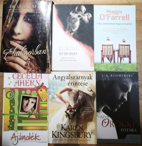 Sharon Maas, Karen Kingsbury, Cecelia Ahern, Maggie O'Farrell, Kathleen Macmahon: 5db romantikus, megható regény - Eladósorban, Angyalszárnyak érintése, Ajándék, Az örökké határai, A kéz, amely először fogta az enyémet, Így ér véget antikvár