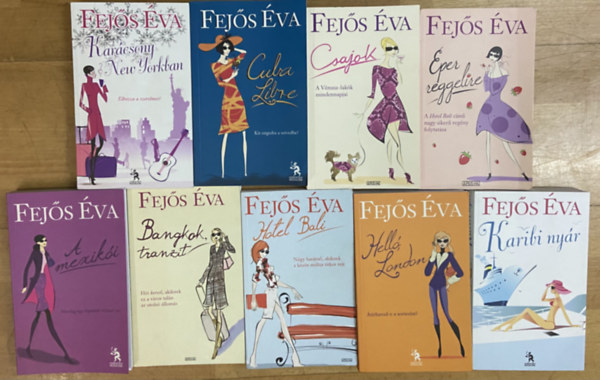 Fejős Éva: 9 db Fejős Éva regény - Karácsony New Yorkban, Karibi nyár, Helló London, Hotel Bali, Bangkok tranzit, A mexikói, Cuba Librettójára, Csajok, Eper reggelire antikvár