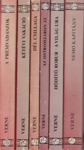 Verne Gyula (Jules Verne): 6 db Jules Verne regény: A prémvadászok + Kétévi vakáció + Dél csillaga + Az ostromzáron át + Hódító Robur - A világ ura + Nemo kapitány antikvár