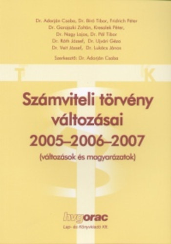 Adorján Csaba: Számviteli törvény változásai 2005-2006-2007 antikvár
