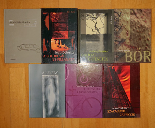 Nenad Velickovic, Jenny Erpenbeck, Svetislav Basara, Arnon Grünberg, Ingo Schulze, Andrej Blatnik, Andrej Stasiuk: 7 kötet a JAK Világirodalmi sorozatából: Galíciai történetek, Bőr, A boldogság 33 pillanata, Fantomfájdalom, feljegyzések a biciklistákról, A lelenc, Szarajevói capriccio antikvár