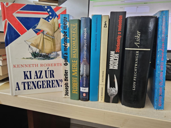 Kenneth Roberts, Joseph Heller, Robert Merle, Antonio Skármeta, Truman Capote, P. G. Wodehouse, Norman Mailer, Lion Feuchtwanger, Boris Vian: 9db világirodalmi kötet, KÖNYVMENTŐ AJÁNLAT: Ki az úr a tengeren?+ Gold a mennybe megy+ Majomábécé+ Szivárványos napok+ Hidegvérrel+ Az életművész+ Várkastély a vadonban+ A siker+ Öljünk meg minden rohadékot antikvár