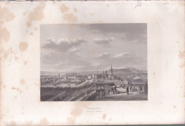 Edinburgh-i látkép - eredeti litográfia (metszet) antikvár