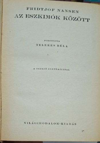 Fridtjof Nansen: Az eszkimók között antikvár