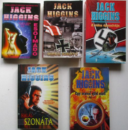 5 db Jack Higgins kötet (A róka éjszakája, Hideg kikötő, Esőimádó, Halásznóta, Egy órával éjfél előtt) antikvár