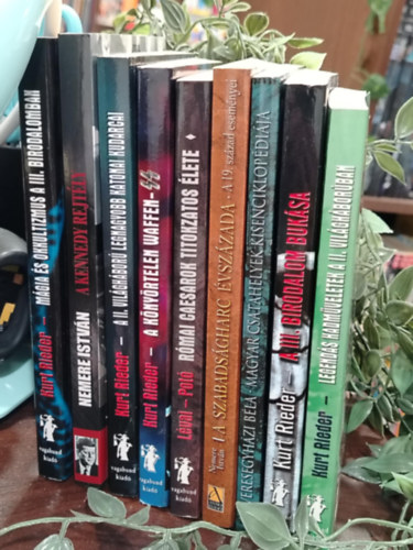 Kurt Rieder, Nemere István, Potó István-Lévai Anita, Dr. Veresegyházi Béla: KÖNYVMENTŐ AJÁNLAT, 9 db. Történelem rajongóknak. Mágia és okkultizmus a III. Birodalomban, A Kennedy rejtély - Tettek, tények, találgatások, A II. világháború legnagyobb katonai kudarcai, A könyörtelen Waffen-SS, Római Caesarok titokzatos élete, antikvár