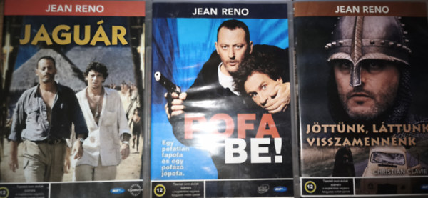 3db Jean Reno főszereplésével készült film DVD-n - Jaguár, Pofa be!, Jöttünk, láttunk, visszamennénk antikvár