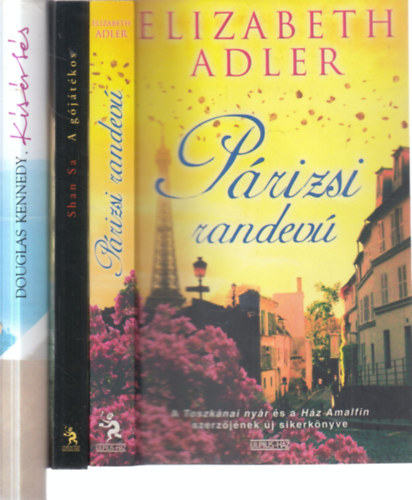 Elizabeth Adler, Shan Sa, Douglas Kennedy: 3 db. romantikus regény (Párizsi randevú + A gójátékos + Kísértés) antikvár