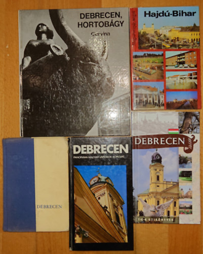 Papp Antal, Kovács Gergelyné, Gink Károly: 5 kiadvány Debrecenről, Hajdú-Bihar megyéről: Debrecen (Panoráma útikönyvek - Magyar városok), Debrecen (TKK útikönyvek), Debrecen (Hajdú-Bihar Megyei IH), Hajdú bihar (Magyarország megyéi), Debrecen - Hortobágy antikvár