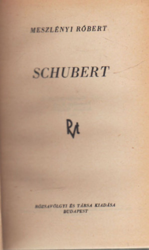 Meszlényi Róbert: Schubert antikvár