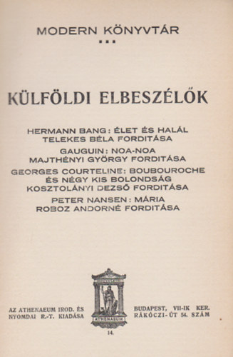 Külföldi elbeszélők III. antikvár