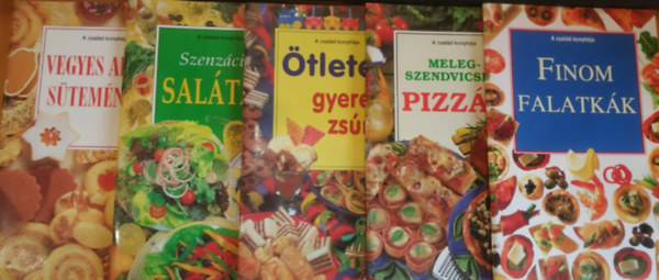 Medgyesy ZSófia (szerk.): 5 db "A család konyhája": Finom falatkák + Melegszendvicsek, pizzák + Ötletek gyerekzsúrra + Szenzációs saláták + Vegyes aprósütemények antikvár