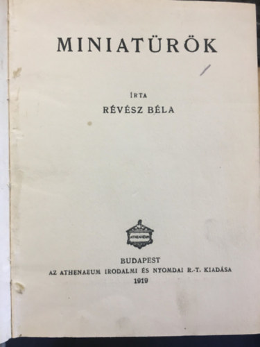 Révész Béla: Miniatűrök antikvár