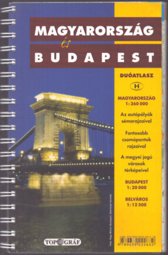 Magyarország és Budapest duóatlaz (Magyarország 1:360000 - Budapest 1:20000 - Belváros 1:12500) antikvár