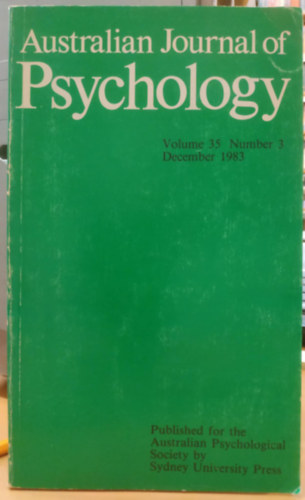 Sydney University Press: Australian Journal of Psychology - Volume 35 Number 3 December 1983 antikvár