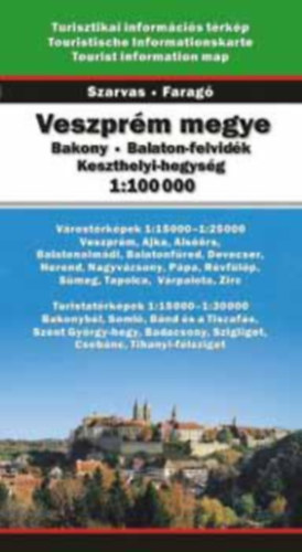 Szarvas András, Faragó Imre: Veszprém megye 1:100000 / Turisztikai információs térkép / antikvár