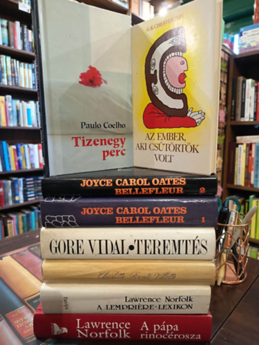 Paulo Coelho, Chesterton G.K., Joyce Carol Oates, Gore Vidal, Charlotte Brontë, Lawrence Norfolk: Világirodalmi könyvcsomag 7 darabos KÖNYVMENTŐ AJÁNLAT: Az ember, aki Csütörtök volt - Rémálom, Tizenegy perc, Bellefleur avagy a családi átok I-II., Teremtés, Villette, A Lempriére-lexikon, A pápa rinocérosza antikvár