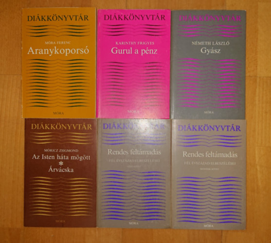 Móra Ferenc, Karinthy Frigyes, Németh László, Móricz Zsigmond: 6 kötet a Móra kiadó Diákkönyvtárából: Aranykoporsó, Gurul a pénz, Gyász, Az Isten háta mögött / Árvácska, Rendes feltámadás I-II. antikvár