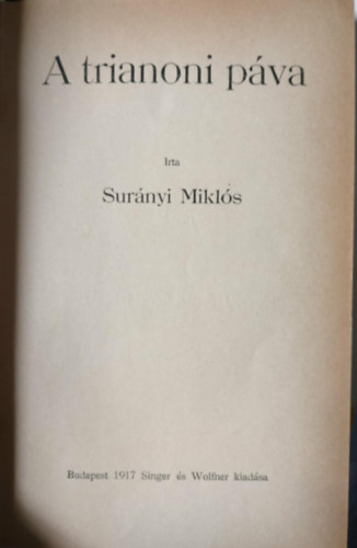 Surányi Miklós: A trianoni páva antikvár