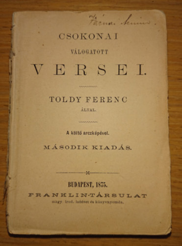 Csokonai Vitéz Mihály, Toldy Ferencz által: Csokonai válogatott versei Toldy Ferenc által antikvár