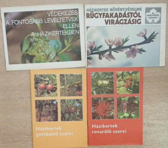 4 db növényvédelmi füzet: Házikertek rovarölő szerei - Házikertek gombaölő szerei - Házikertek növényvédelme rügyfakadástól virágzásig - Védekezés a fontosabb levéltetvek ellen a házikertben antikvár