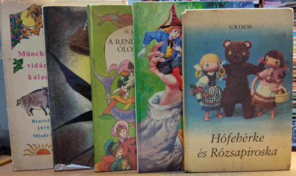 Grimm, Wilhelm Hauff, H. C. Andersen, G.A. Bürger, Oscar Wilde: 5 db klasszikus mesélő, nagyalakú: A boldog herceg; A kőszív; A rendíthetetlen ólomkatona; Hófehérke és Rózsapiroska; Münchhausen vidám kalandjai antikvár