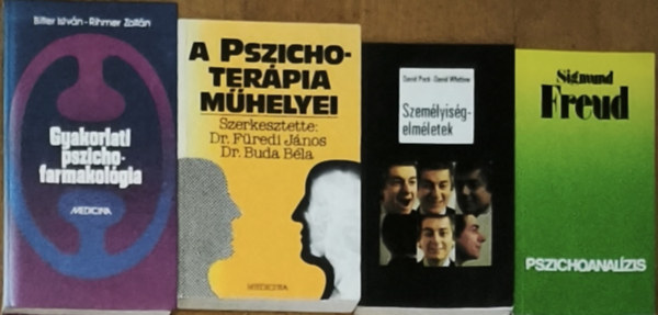 Sigmund Freud, Peck, David-Whitlow, David, Dr. Buda Béla-Dr. Füredi János, Bitter István, Rihmer Zoltán: 4db pszichológiával kapcsolatos mű - Pszichoanalízis, Személyiségelméletek, A pszichoterápia műhelyei, Gyakorlati pszichofarmakológia antikvár