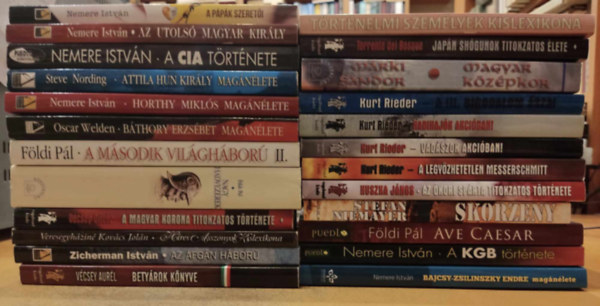 Nemere István, Földi Pál, Kurt Rieder, Steve Nording, Oscar Welden, több szerző: 24 db történelem témájú kötet, Anno kiadó és Vagabund kiadó könyvei (címek a termékleírásban!) antikvár