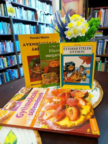 Pataki Mária, F. Nagy Angéla, Végh Júlia: Gasztronómia könyvcsomag 4 darabos KÖNYVMENTŐ AJÁNLAT: A vendégvárás ábécéje, Főzzünk margarinnal!, Éttermi ételek otthon, Gyümölcsös sütemények antikvár