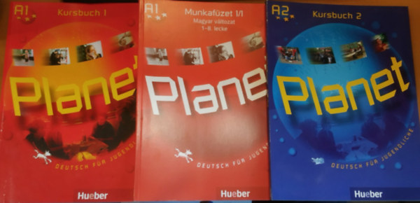 Gabriele Kopp, Siegfried Büttner, Josef Alberti: 3 db Planet: A1 Kursbuch 1 + Munkafüzet 1/1 Magyar változat 1-8. lecke + A2 Kursbuch 2 (Hueber Verlag) antikvár