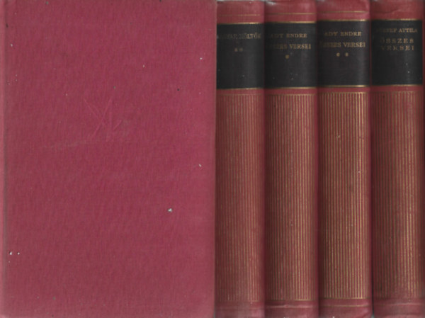 5 db Aranykönyvtár, Magyar költők I-II., Ady Endre összes versei I-II., József Attila összes versei antikvár