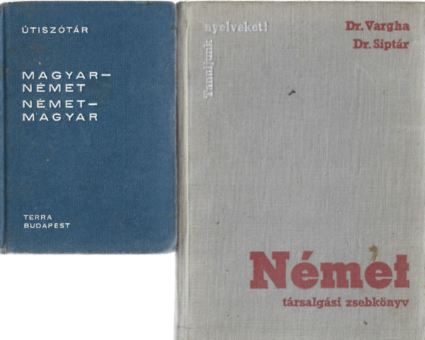 2 db nyelvkönyv, Magyar-német német-magyar útiszótár, Dr. Vargha - Dr. Siptár: Német társalgási zsebkönyv antikvár