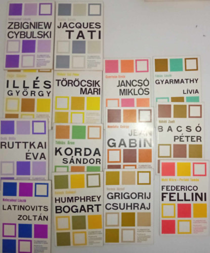 Balogh Gyöngyi, Kelecsényi László, Deák Attila, Nemlaha György, Fábián László, Veress József, Kőháti Zsolt, Muhi Klára, Gyertyán Ervin, Molnár Gál Péter, Féjja Sándor, Szalay Károly, Tóbiás Áron: Filmbarátok Kiskönyvtára 14 db könyv, Latonovics,Rutkai,Gabin,Gyarmathy L,Csuharaj,Bacsó,Fellini,Jancsó,Töröcsik,IllésGy.,Tati,Cybulski,Korda S.,Bogart könyv