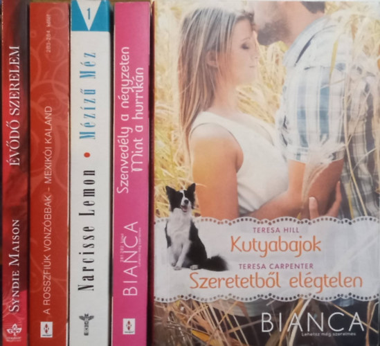 Michelle Celmer, Tawny Weber, Susan Crosby, Leigh Duncan, Teresa Hill, Teresa Carpenter, Narcisse Lemon, Syndie Maison: 5 db romantikus könyv egy csomagban: Évődő szerelem, Mézízű méz, Kutyabajok / Szeretetből elégtelen, Szenvedély a négyzeten / Mint a hurrikán, A rosszfiúk vonzóbbak / Mexikói kaland könyv