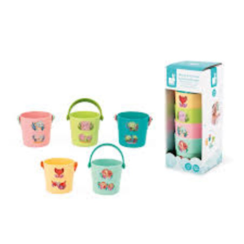 Bébi állatos fürdőszobai vödröcskék - 5 darab (Janod,J04722) játék