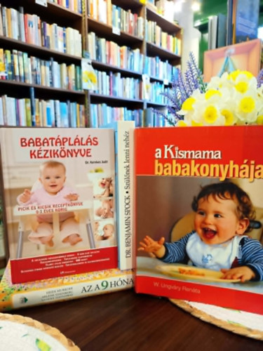 Dr. Kerekes Judit, Heidi Murkoff - Arlene Eisenberg - Sandee Hathaway, Benjamin Dr. Spock, Ungváry Renáta: Baba- mama könyvcsomag 4 darabos KÖNYVMENTŐ AJÁNLAT: Babatáplálás kézikönyve - Picik és kicsik receptkönyve 0-3 éves korig, Az a 9 hónap, Szülőnek lenni nehéz, A kismama babakonyhája antikvár