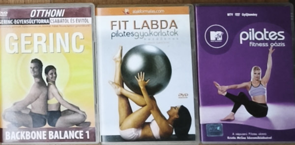 3db otthoni tornát, fittséget segítő DVD - Pilates-Fitness oázis, Gerinc-egyensúlytorna Csabától és Évitől, Fit labda-Pilates gyakorlatok kezdőknek antikvár