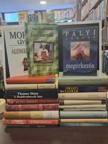 Pályi András, Csathó Kálmán, Colleen  McCullough, Illyés Gyula, Kertész Imre, Örkény István, Kurt Vonnegut, Mohás Lívia, Nagy Bandó András, Nagy Lajos, Thomas Mann, Kepes András, Vámos Miklós, László Németh, Faludy György, P.F. Thomése: 20 db-os KÖNYVMENTŐ AJÁNLAT regény: Megérkezés, Három regény, Tövismadarak, Hunok Párisban, A száműzött nyelv, A nyomkereső, Ebéd a kastélyban, Önéletrajzom töredékekben, Születésnap, A titán szirénjei, Álomkönyv, Ízes beszéd, A szentlélek karavánja, antikvár